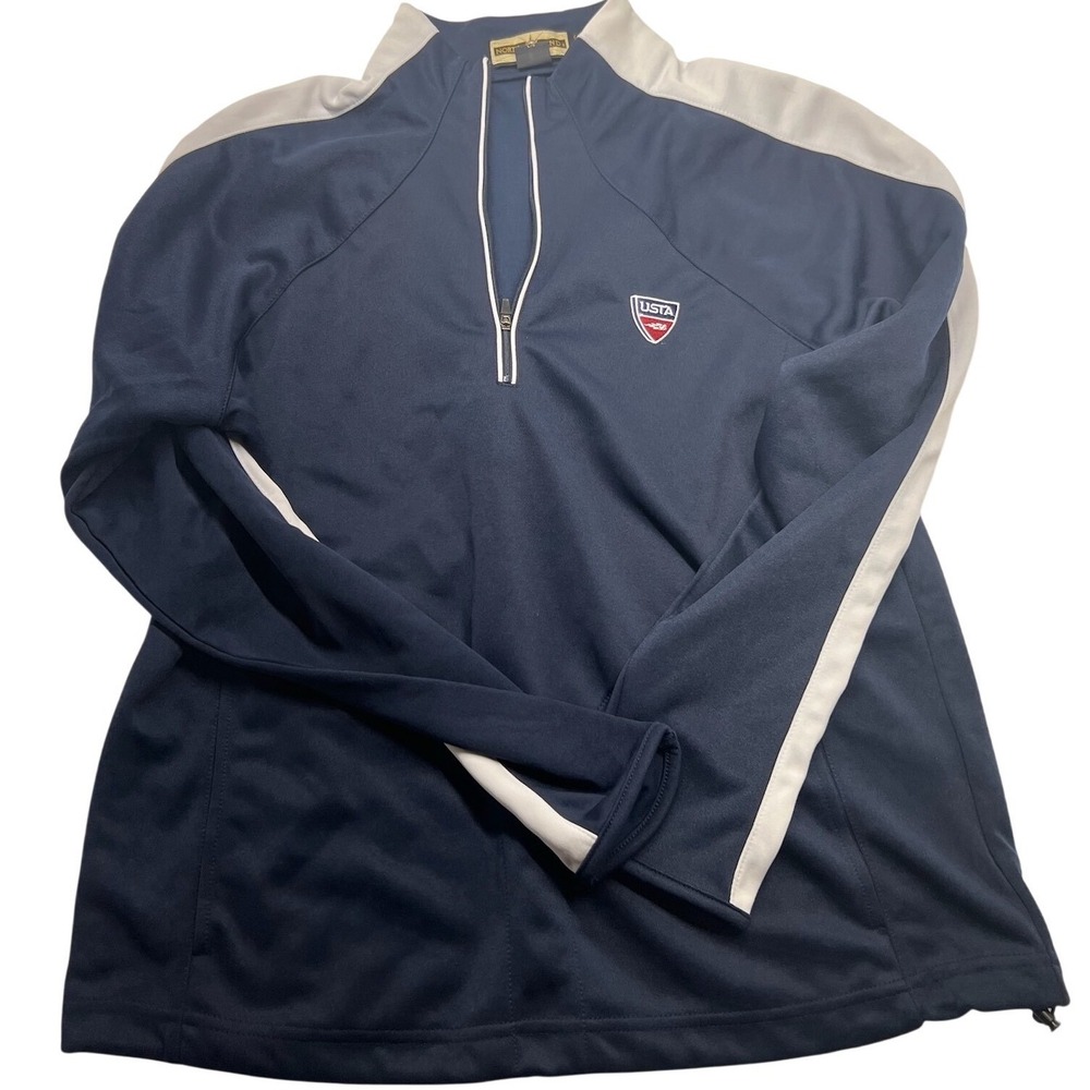 North End Ladies USTA Quarter Zip Pullover Top Blue Gray Size‎ L/G
